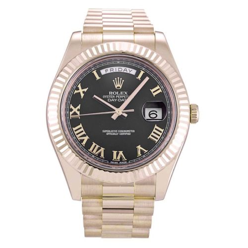 Rolex Day-Date II Black Dial 218235 Mens 41MM